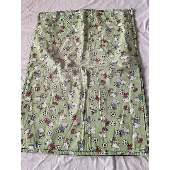 Snoopy Sports-Themed Baby Blanket - Green & Black Reversible - Cartoon Soccer Pr - Picture 5 of 12